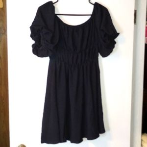 ⭐ Adorable Puffy Sleeves Black Mini Dress
